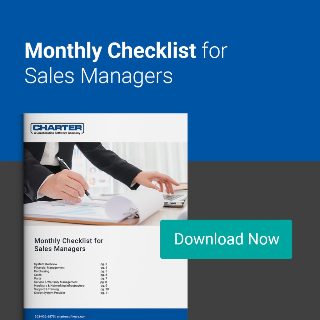 Checklist Monthly Checklist for Dealership Sales Managers Charter